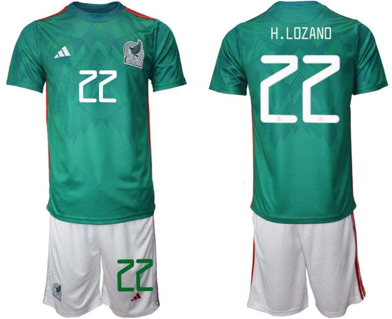 Men 2022 World Cup National Team Mexico home green 22 Soccer Jersey